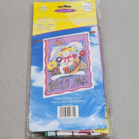 Michaels' Exclusive Welcome Easter Bunny Art Reflections Banner 25"x38" NIP - Picture 2 of 6